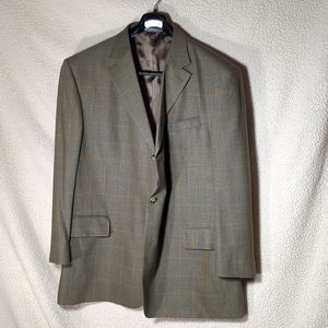 Men's 50 R  Oscar De La Renta Green Wool Sports Coat